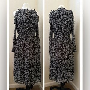 Michael Kors Leopard Print Cold Shoulder Dress - Size S